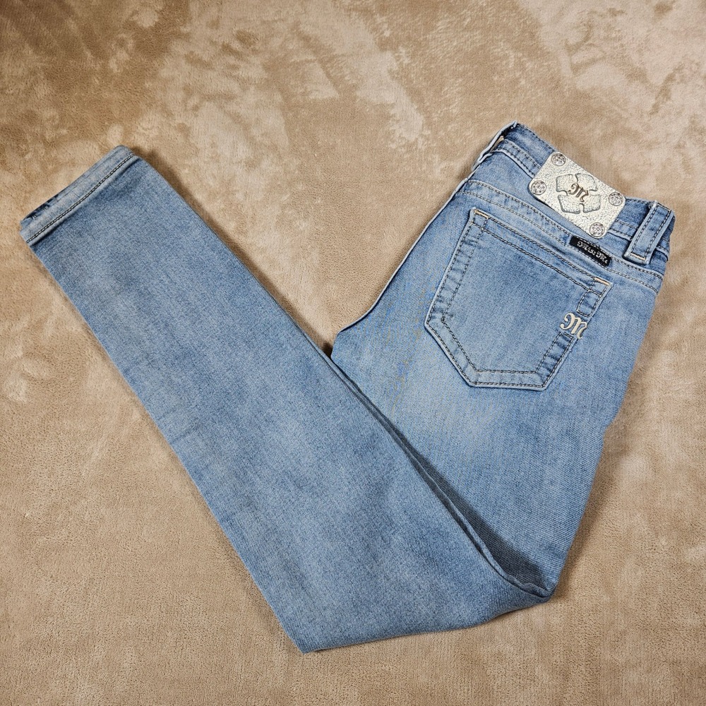 Miss Me Signature Skinny Jeans Womens 26 Light Wash Low Rise Y2K JS5151S71 Blue